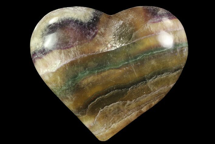 Polished Banded Fluorite Heart - Argentina #84176